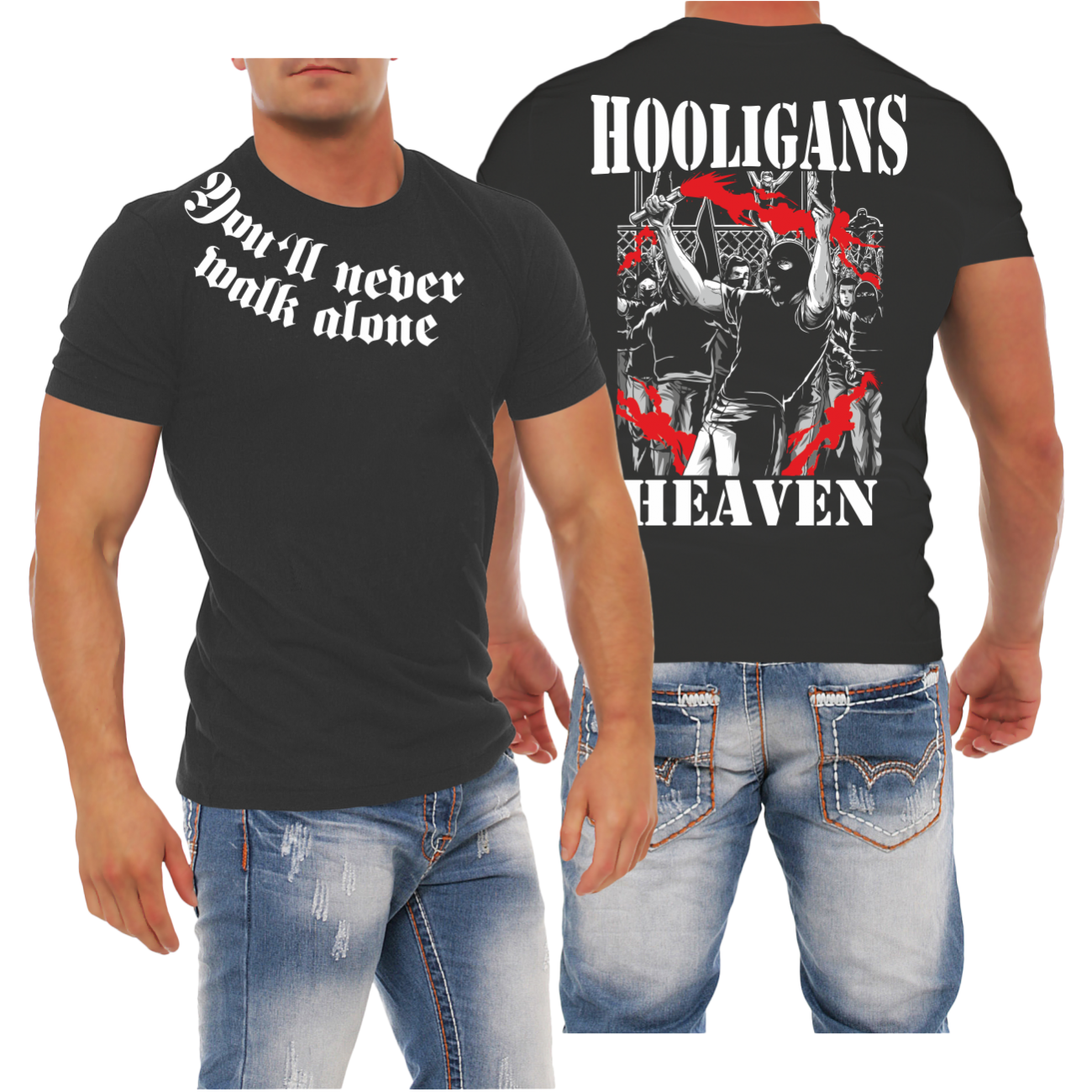 T-Shirt-Hooligans-Heaven-Ultras-Kategorie-KC-Tradition-Halbzeit-Hools-Bastards