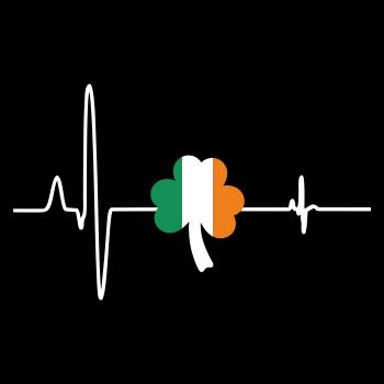 Herzschlag Irland Fahne Flagge als Kleeblatt