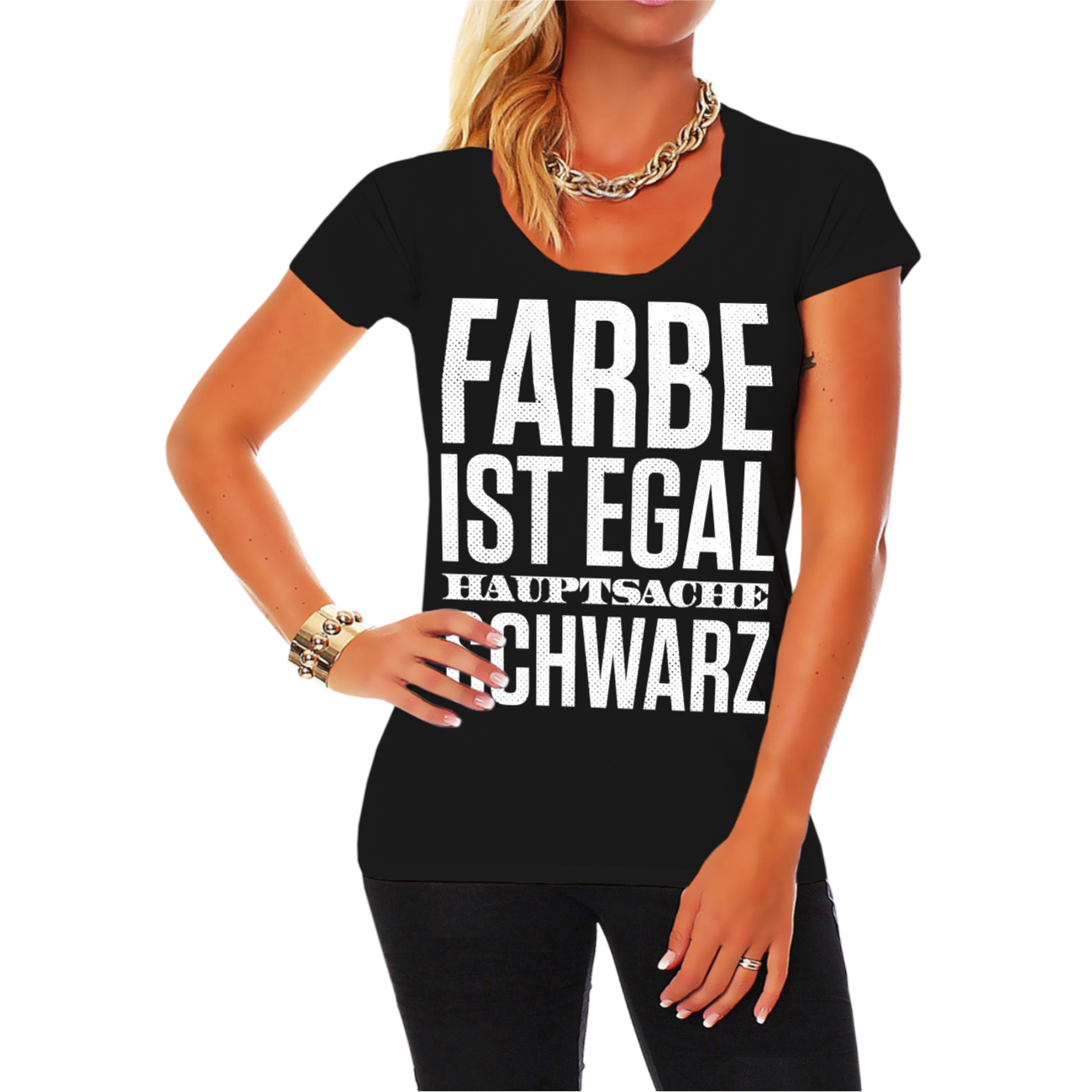 Frauen TShirt Farbe egal HAUPTSACHE Schwarz black Gothic Fun Spruch